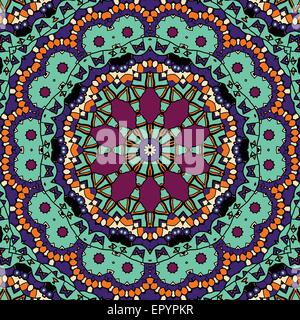 Cerchio ornamentale decorativo modello senza giunture in verde e rosso Illustrazione Vettoriale