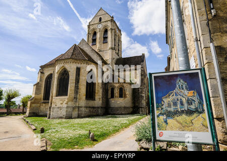 La Chiesa di Auvers-sur-Oise, Auvers sur Oise, il villaggio dove Vincent van Gogh ha vissuto per gli ultimi 70 giorni della sua vita Foto Stock