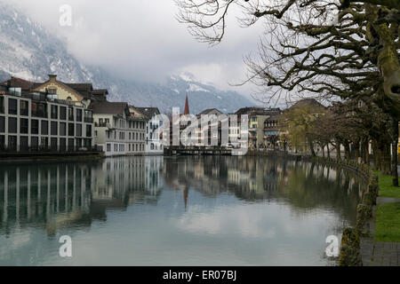 Vista la mattina a Interlaken, Svizzera Foto Stock