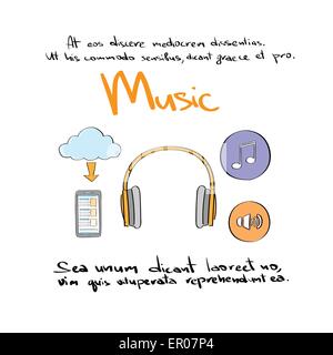 Icona Musica Canto disegnare Logo a colori serie vettore di raccolta Illustrazione Vettoriale