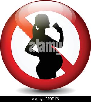 Illustrazione di no alcool per le donne in stato di gravidanza segno su sfondo bianco Illustrazione Vettoriale