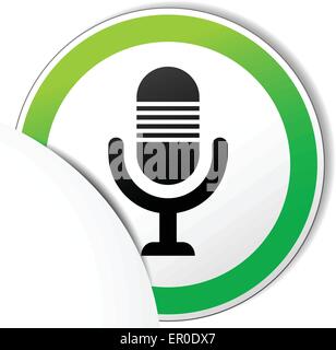 Illustrazione di microfono icona carta su sfondo bianco Illustrazione Vettoriale