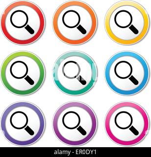 Illustrazione delle icone di ricerca diversi set di colori Illustrazione Vettoriale