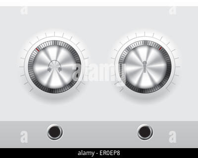 Manopole del volume per esterno e le cuffie o il microfono con piastra wite Foto Stock