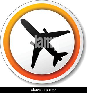 Illustrazione di orange round icona per aereo Illustrazione Vettoriale