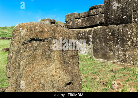 Vinapu Moai, Parco Nazionale di Rapa Nui, Isola di Pasqua, Cile, Patrimonio Mondiale dell Unesco Foto Stock