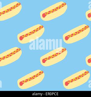 Schizzo hotdog e soda in stile vintage, vettore modello senza giunture Illustrazione Vettoriale