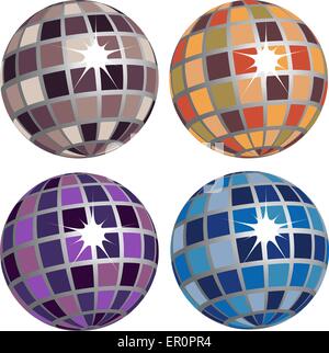 Set di 4 palle da discoteca Illustrazione Vettoriale