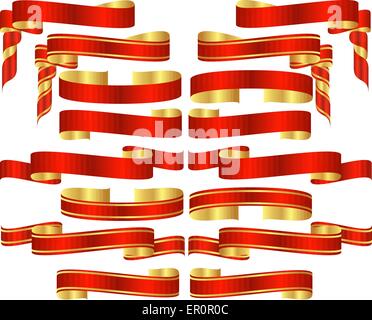 Set di banner rosso con accenti d'Oro Illustrazione Vettoriale