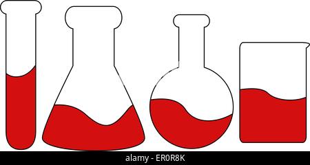 Serie di contenitori di scienza in bianco e rosso Illustrazione Vettoriale