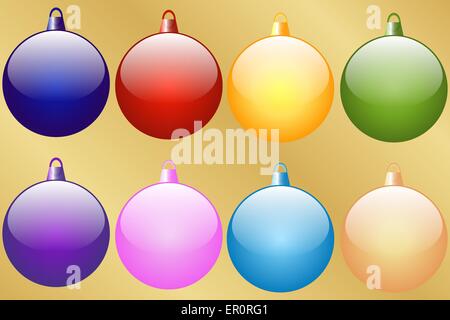 Set di 8 Baubles di Natale Illustrazione Vettoriale
