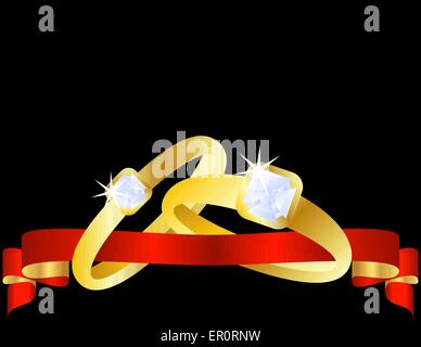 Set di Gold Wedding Bands Illustrazione Vettoriale