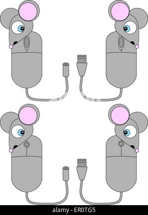 Surprised Cartoon Computer Mouse Set 1 Illustrazione Vettoriale