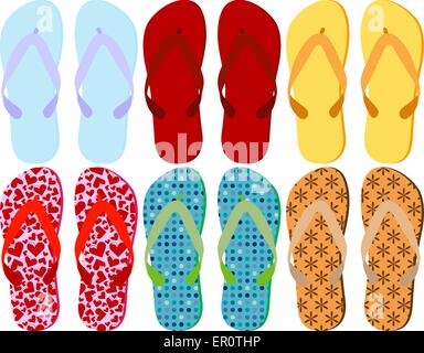 Set di 6 Sandali colorati Illustrazione Vettoriale