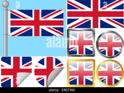 Gran Bretagna Flag impostato Illustrazione Vettoriale