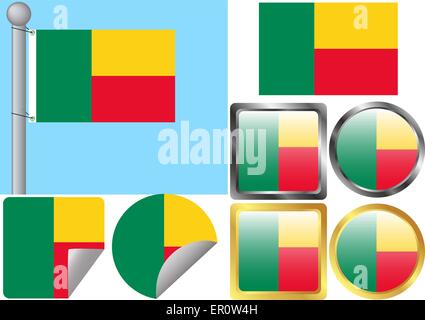 Bandiera Set Benin Illustrazione Vettoriale