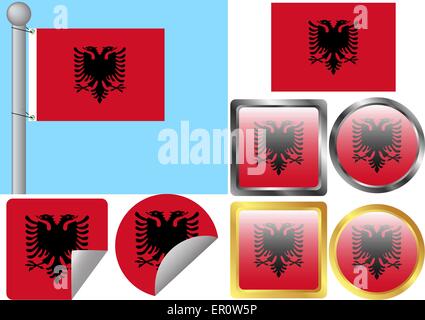 Flag impostato Albania Illustrazione Vettoriale
