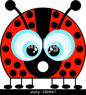 Un Cartoon Ladybug isolato su bianco Illustrazione Vettoriale