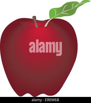 Una mela rossa isolato su bianco Illustrazione Vettoriale