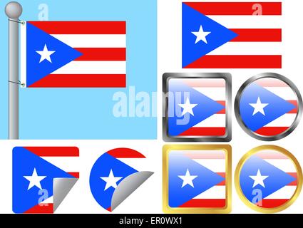 Flag impostato Puerto Rico Illustrazione Vettoriale