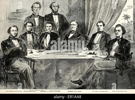 Il presidente confederato Jefferson Davis e il suo gabinetto, USA La guerra civile Foto Stock