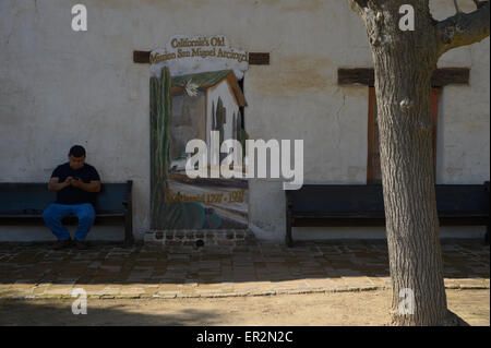 La storica Missione San Miguel Arcángel, San Miguel CA Foto Stock