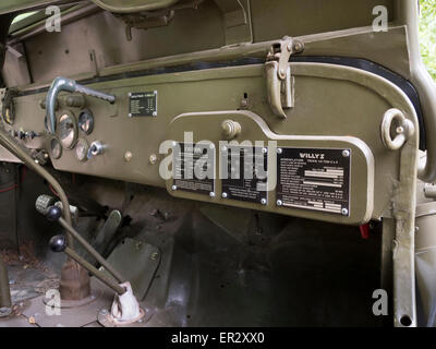 Interno di una Jeep Willys (seconda Guerra Mondiale). Foto Stock