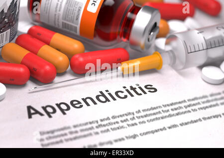 Diagnosi - appendicite. Concetto medico. Foto Stock