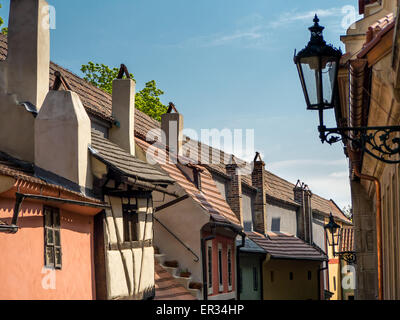 Golden Lane, il Castello di Praga, Repubblica Ceca Foto Stock