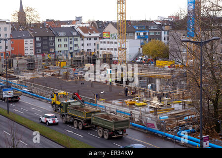 Europa, Deutschland, Renania settentrionale-Vestfalia, Koeln, Grossbaustelle des Campus West am Holzmarkt gegenueber vom Rheinauhafen. Euro Foto Stock