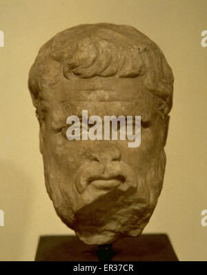 Plato (428/427-348/347 BC). Filosofo e matematico nella Grecia classica. Busto. 2a-3a c. d. Museo Archeologico Nazionale. Atene. La Grecia. Foto Stock
