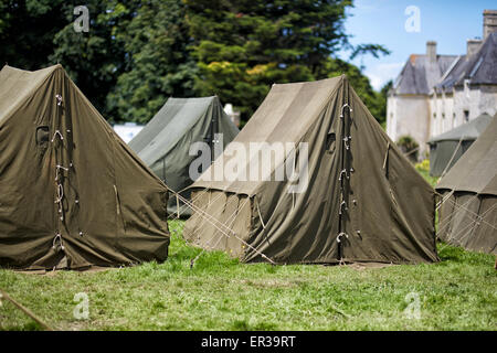 Reenactor's camp in Normandia Foto Stock