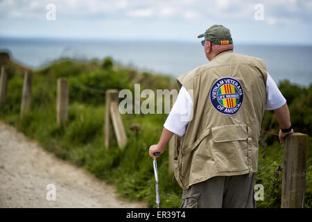 Veterano del Vietnam sulla Pointe du Hoc Foto Stock