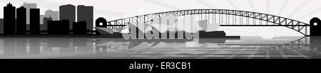 Vecotr skyline di Sydney - Harbour Bridge, edifici, Sydney Opera House - banner Illustrazione Vettoriale