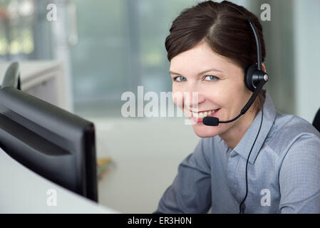 La società di telemarketing, ritratto Foto Stock