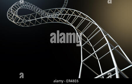 Un filamento astratta di un filo di acciaio interconnesse cube bar formando una struttura arricciata su un sfondo isolato Foto Stock