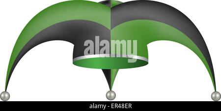 Jester hat in bianco e nero e un design verde Illustrazione Vettoriale