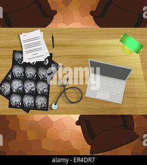 Illustrazione: vista dall'alto di un medico del desktop Dell Foto Stock