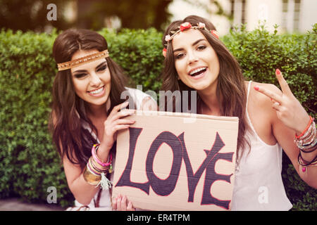 Ritratto di belle ragazze boho. Debica, Polonia Foto Stock