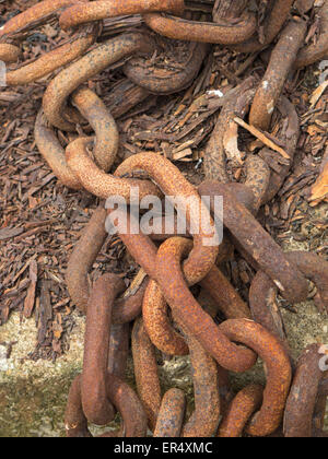 Vecchie e arrugginite catene, Isle of Wight, Hampshire, Inghilterra Foto Stock
