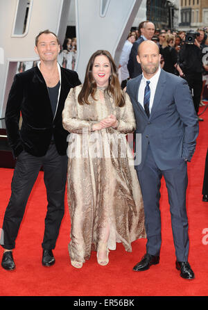 Londra, Regno Unito. 27 Maggio, 2015. Jude Law, Melissa McCarthy e Jason Statham frequentare la premiere europeo di ''Spy'' di Odeon Leciester Square. Credito: Ferdaus Shamim/ZUMA filo/Alamy Live News Foto Stock