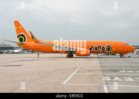 Mango Airlines Boeing 737 a O.R.Tambo Aeroporto Internazionale di Johannesburg Gauteng, Repubblica del Sud Africa Foto Stock