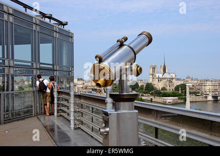 La cattedrale di Notre Dame, vista dall'Institut du monde arabe, Parigi, Francia, Europa Foto Stock