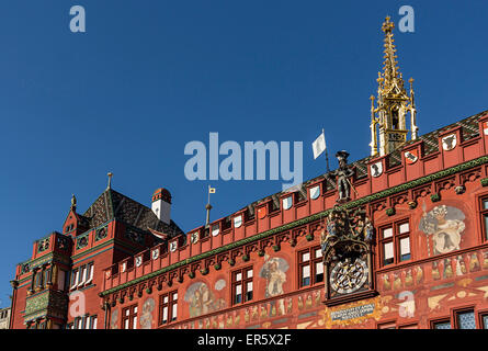 Il municipio sulla piazza del mercato di Basilea, Svizzera Foto Stock