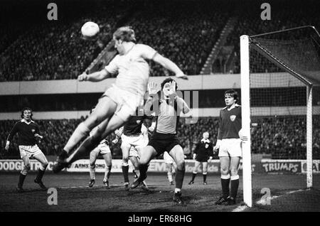 Il Nottingham Forest 0-1 dinamo Berlino, Coppa europea di quarto di finale 1 gamba corrisponde alla massa della città, 5° marzo 1980. (Foresta conquistando la seconda gamba 3-1, 3-2 sull'aggregato) Foto Stock