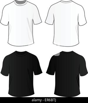 Illustrazione Vettoriale di nero e di bianco blank tee shirt Illustrazione Vettoriale