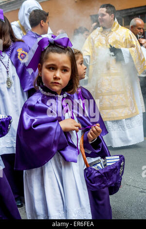 Processione religiosa, Semana Santa (Pasqua), Malaga, Spagna Foto Stock