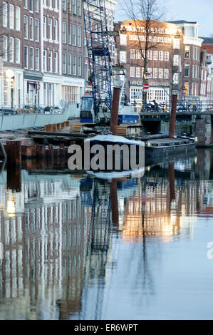 Amsterdam canale laterale Foto Stock