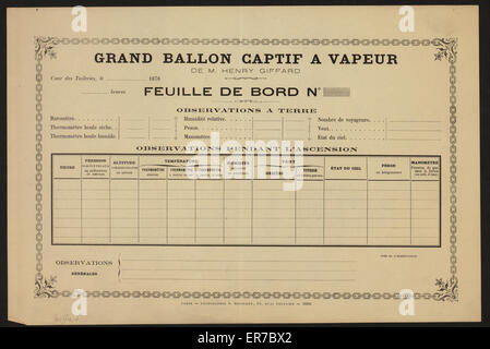 Gran ballon Captif a vapeur, de M. Henry Giffard testo Foto Stock