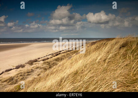 Le dune di sabbia e la spiaggia principale, Est isola Frisone Spiekeroog, Bassa Sassonia, Germania Foto Stock